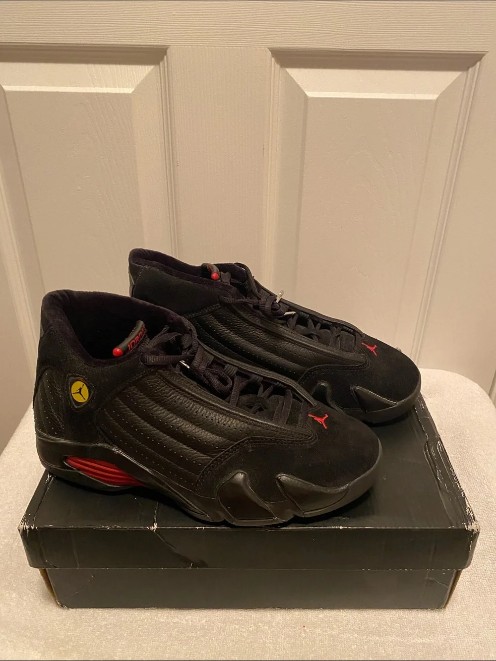 Air Jordan 13 Retro Black Sneakers with Red Accents…size 8
